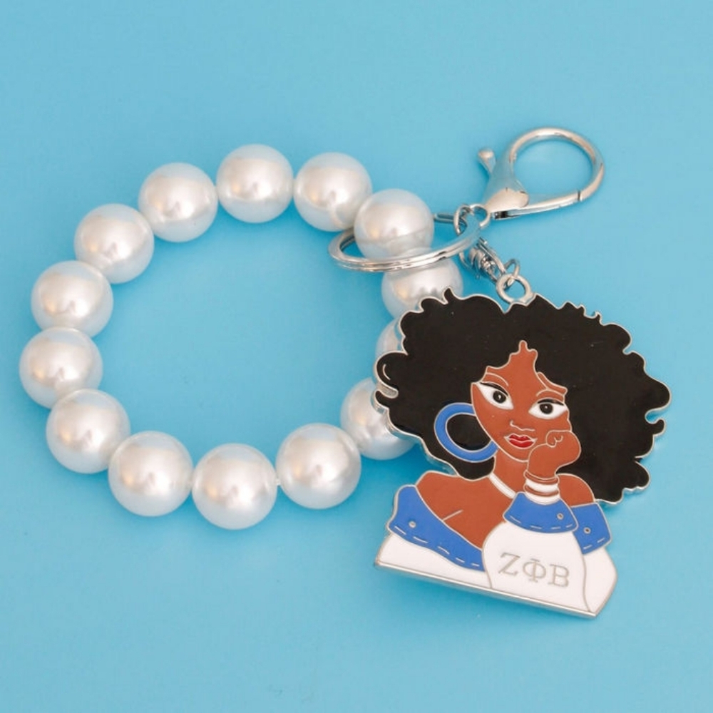 Zeta Phi Beta Pearl Keychain